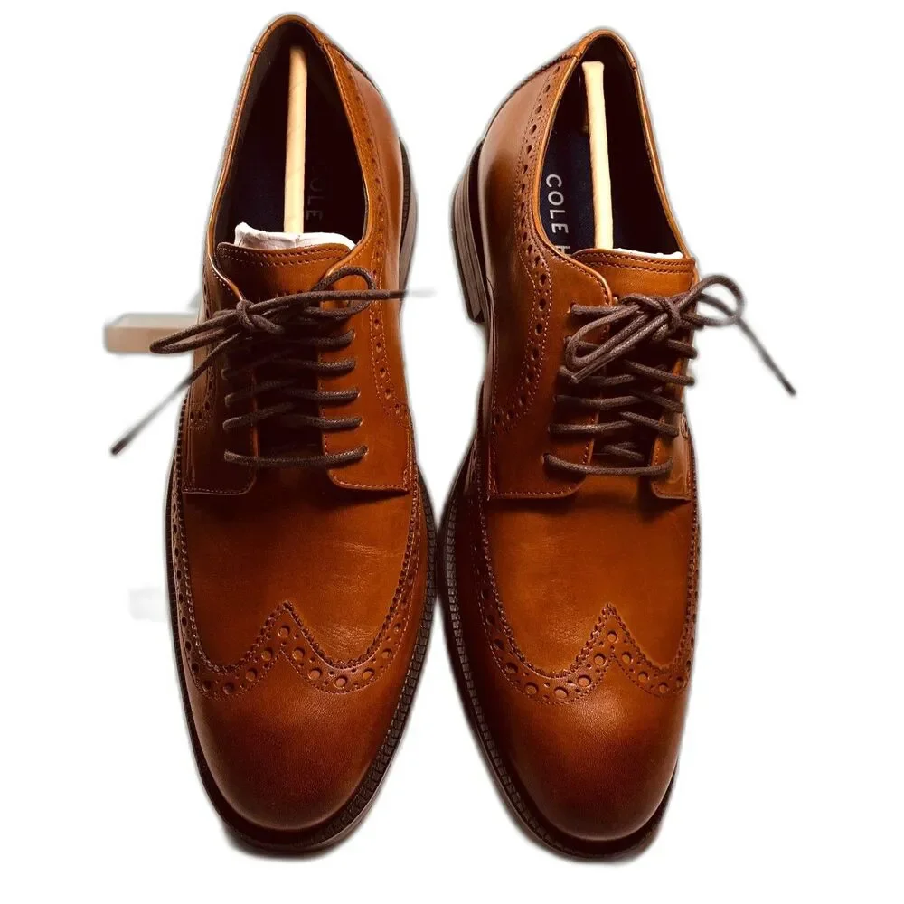Cole Haan Men's British Tan Wingtip Oxfords SZ 9 NEW